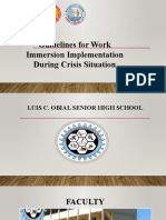 Guidelines For Work Immersion Implementation During Crisis Situation