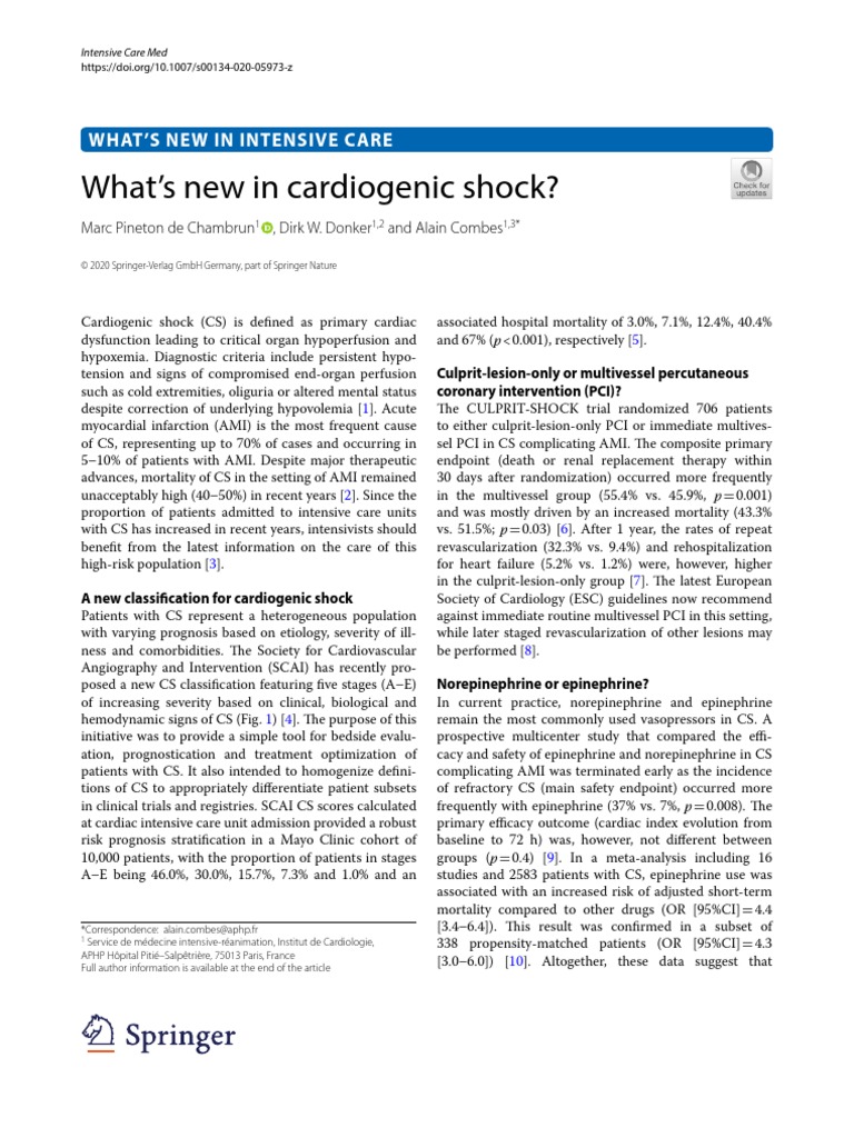 Whats New in Cardiogenic Shock | PDF | Shock (Circulatory) | Blood Pressure
