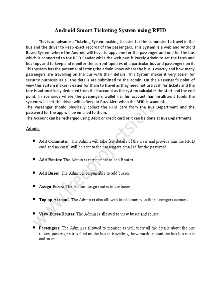 Android Smart Ticketing System Using Rfid Pdf Radio Frequency