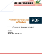 Planeación y Organización Del Trabajo: Evidencia de Aprendizaje 1