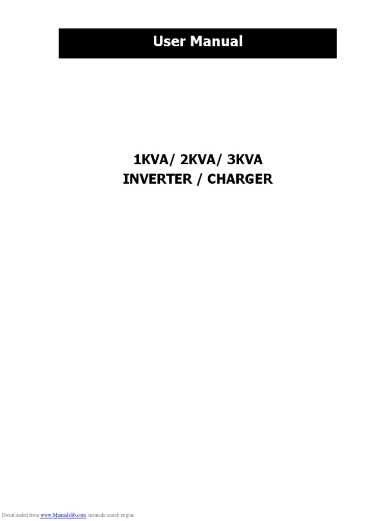 User Manual: 1kva/ 2kva/ 3kva Inverter / Charger | PDF