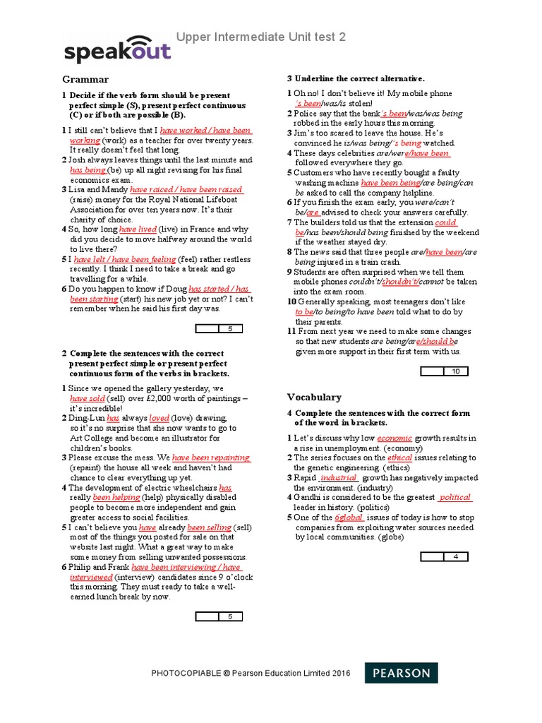 Upper Intermediate Unit Test 2: Grammar | PDF | Business