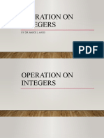 Operation On Integers: By: Dir. Marck L. Angio