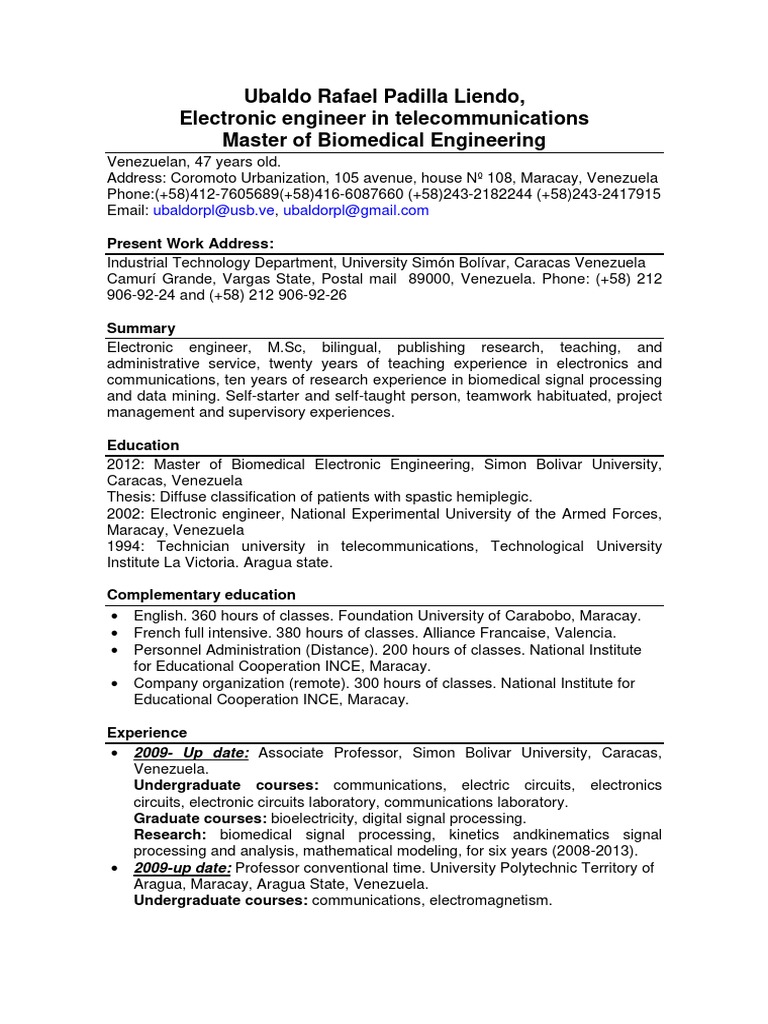 Curriculum Vitae Ubaldo Padilla English 21nov2017 PDF Venezuela