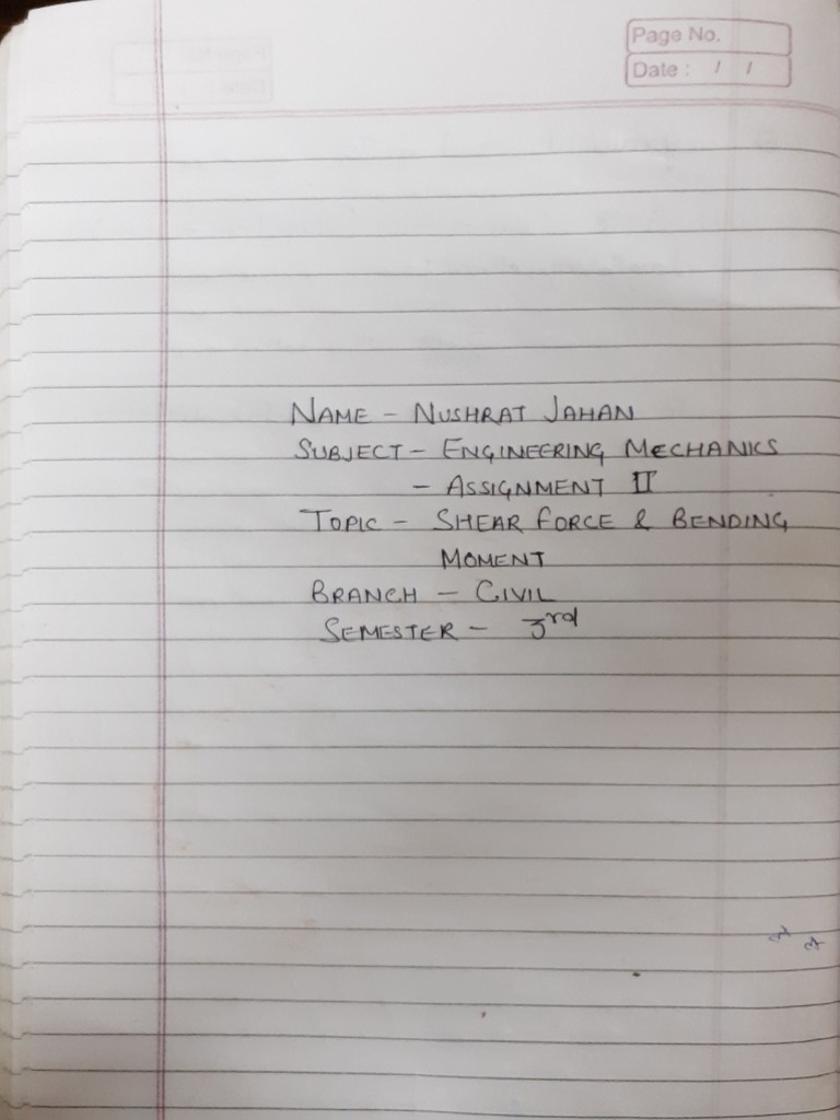 Engineering Mechanics Shear Force and Bending Moment | PDF