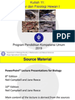 2018-209 Genap BIO100 Kuliah 11 Struktur Dan Fisiologi Hewan 1 PDF