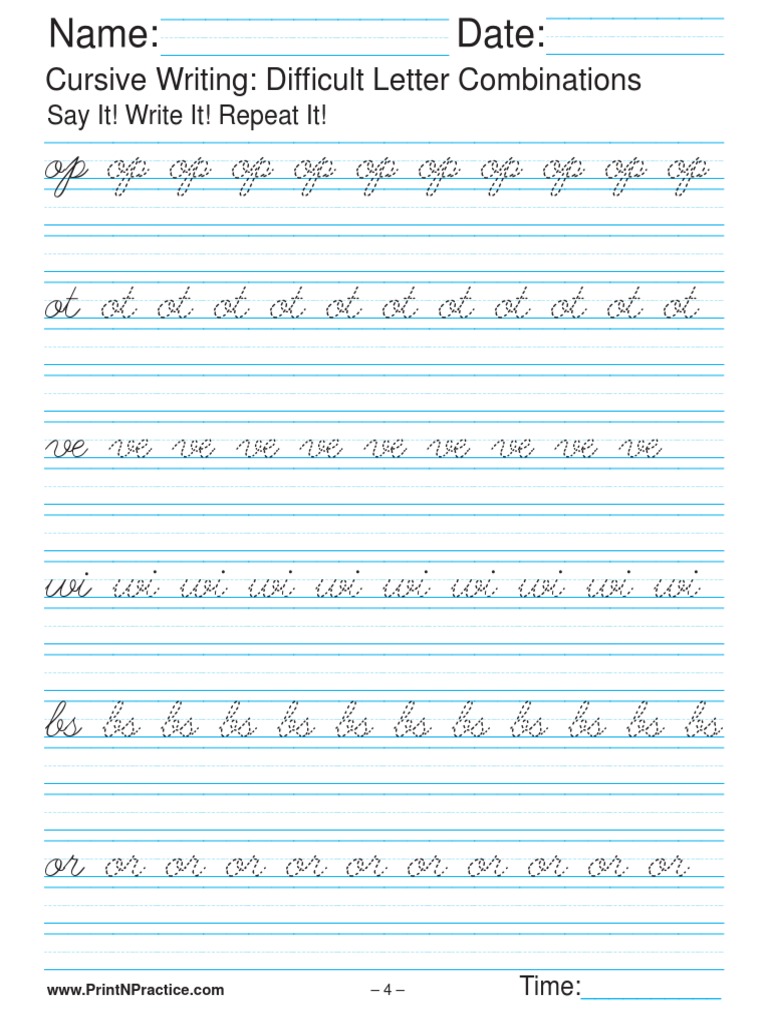 Hard Cursive Letter Combinations | PDF