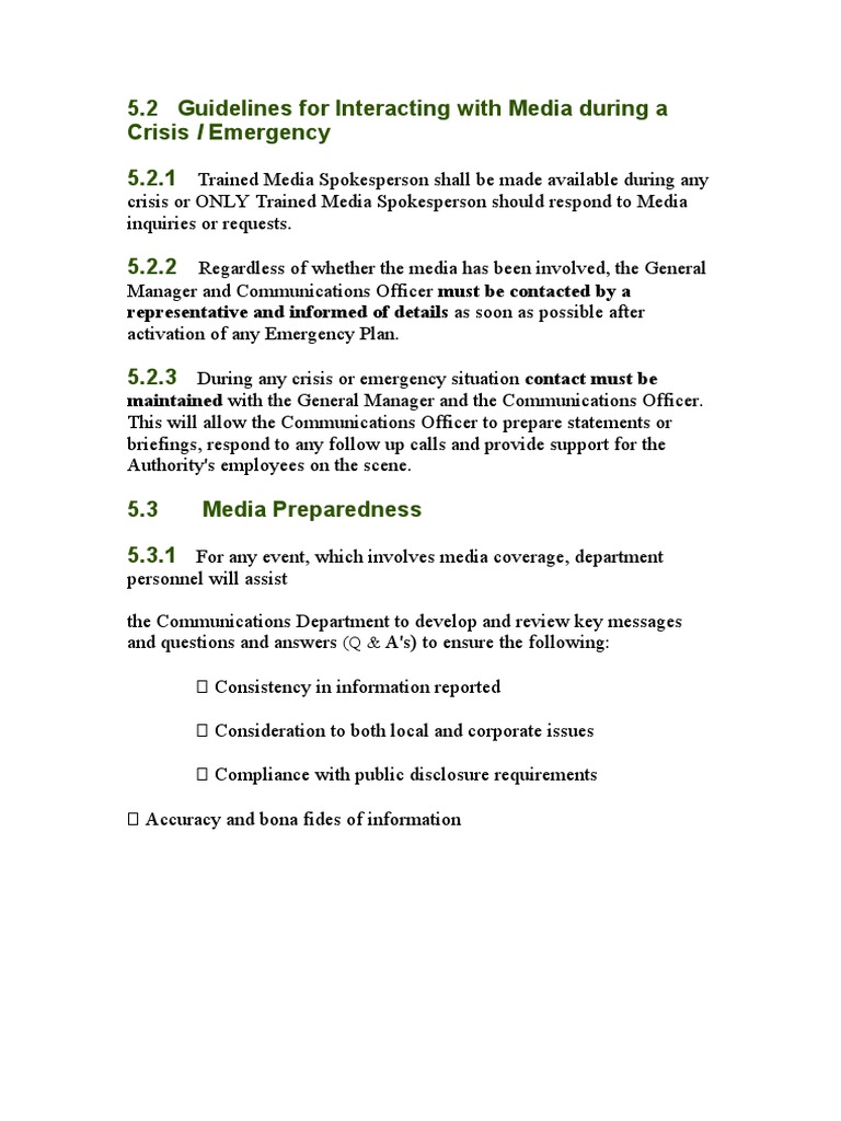 Crisis Media Interaction Guide | PDF | Business