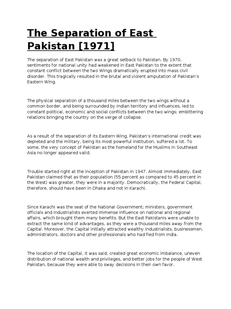Causes of East Pakistan's 1971 Separation | PDF | Pakistan | Military