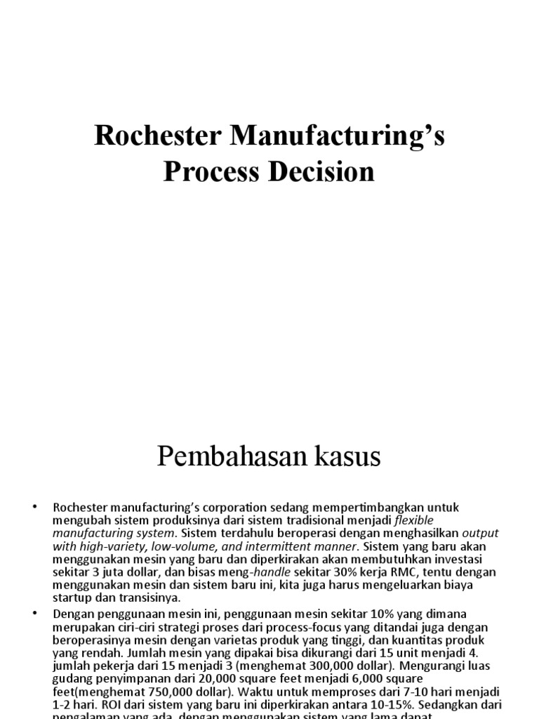 rochester manufacturing process decision case study