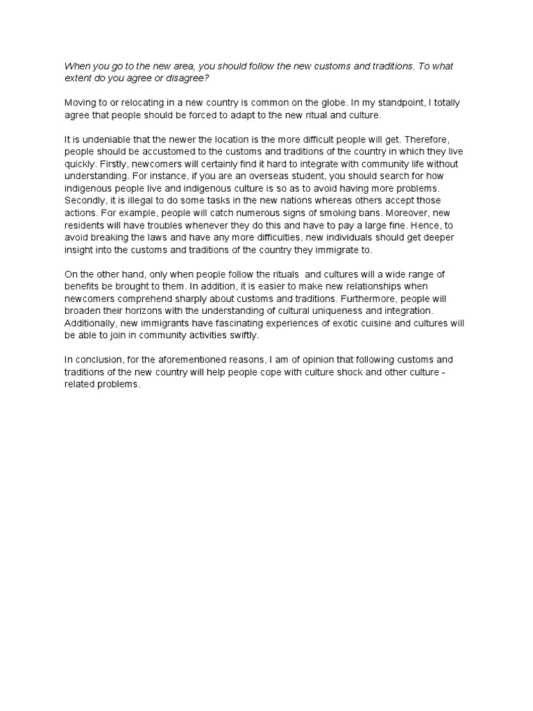 Adapting to New Customs and Traditions | PDF | Social Science