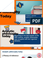 Analytic Philosophy Today: Christine L. Borboran Maed Student Prof. Rosaline M. Tuble, Ed. D