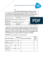 BUSINESS SCHOOL - Undergraduate Assignment Feedback Frontsheet