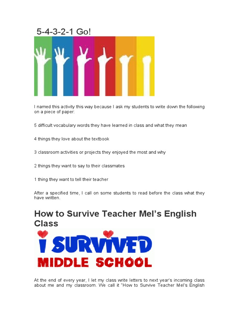 How To Survive Teacher Mel's English Class | PDF | English Language ...