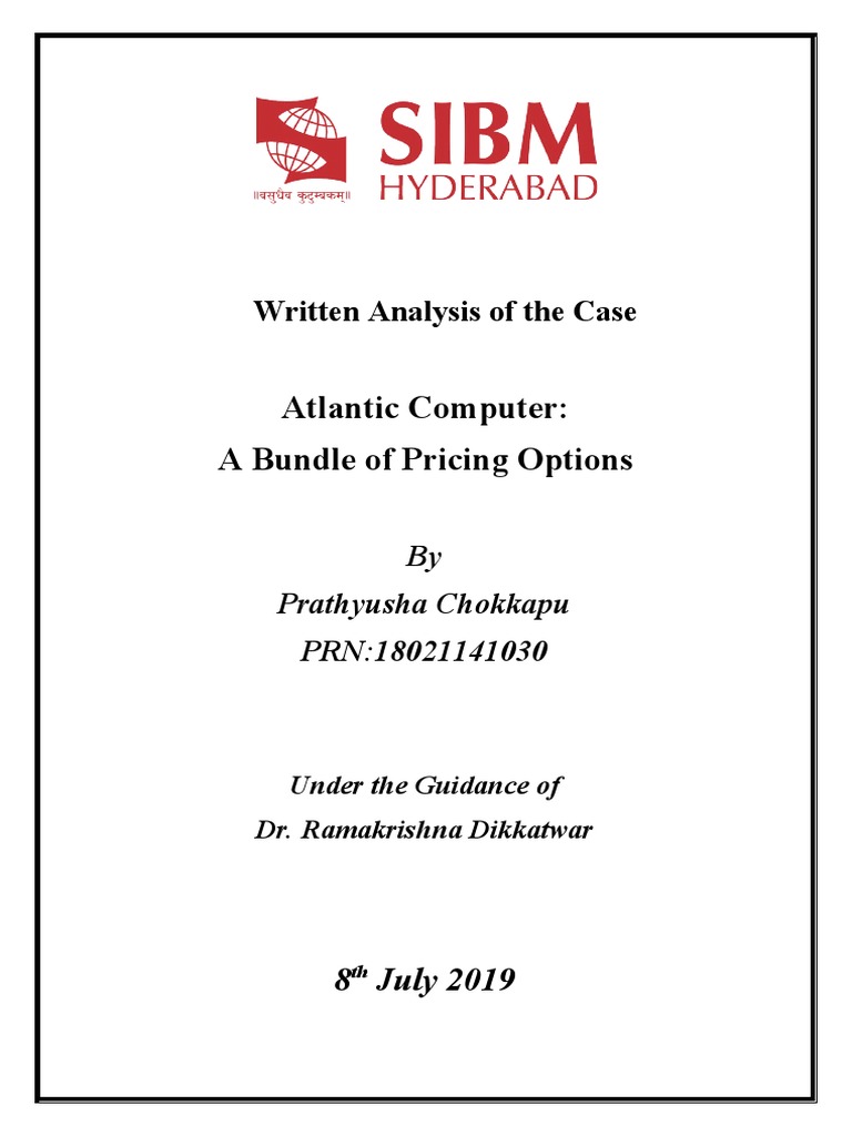 Written Analysis of The Case - Atlantic | PDF | Pricing | Cost