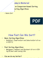 Today's Material: - Lower Bounds On Comparison-Based Sorting - Linear-Time Sorting Algorithms