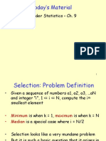 Today's Material: - Medians & Order Statistics - Ch. 9