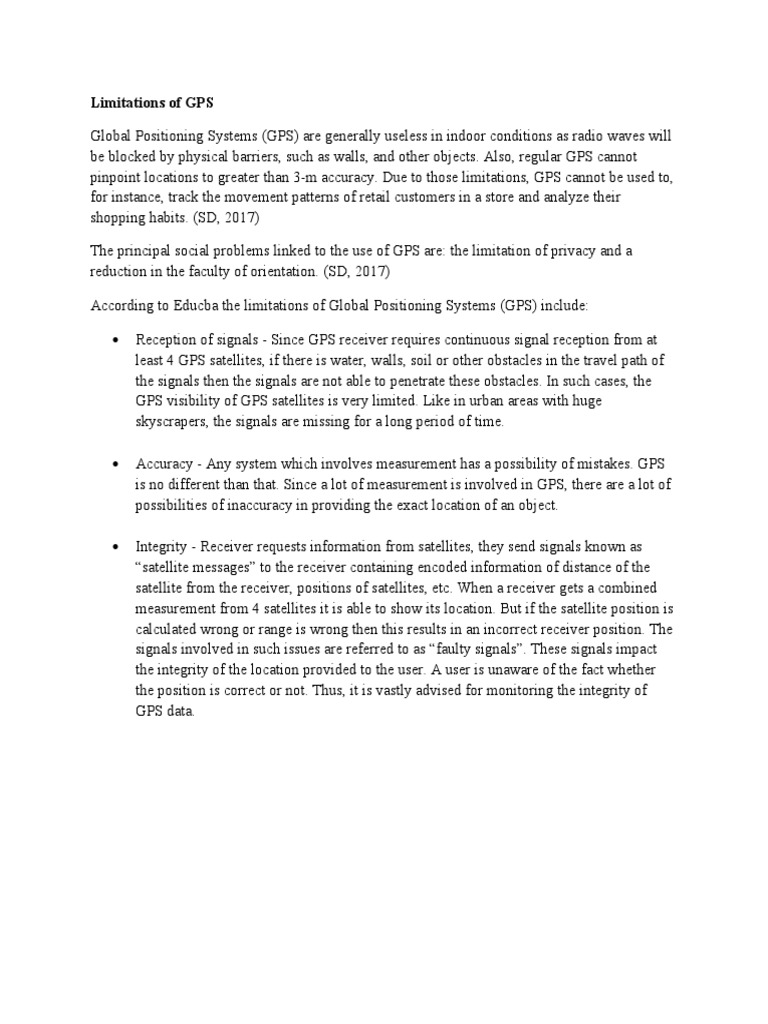 Limitations, Procedure and Applications of Gps PDF