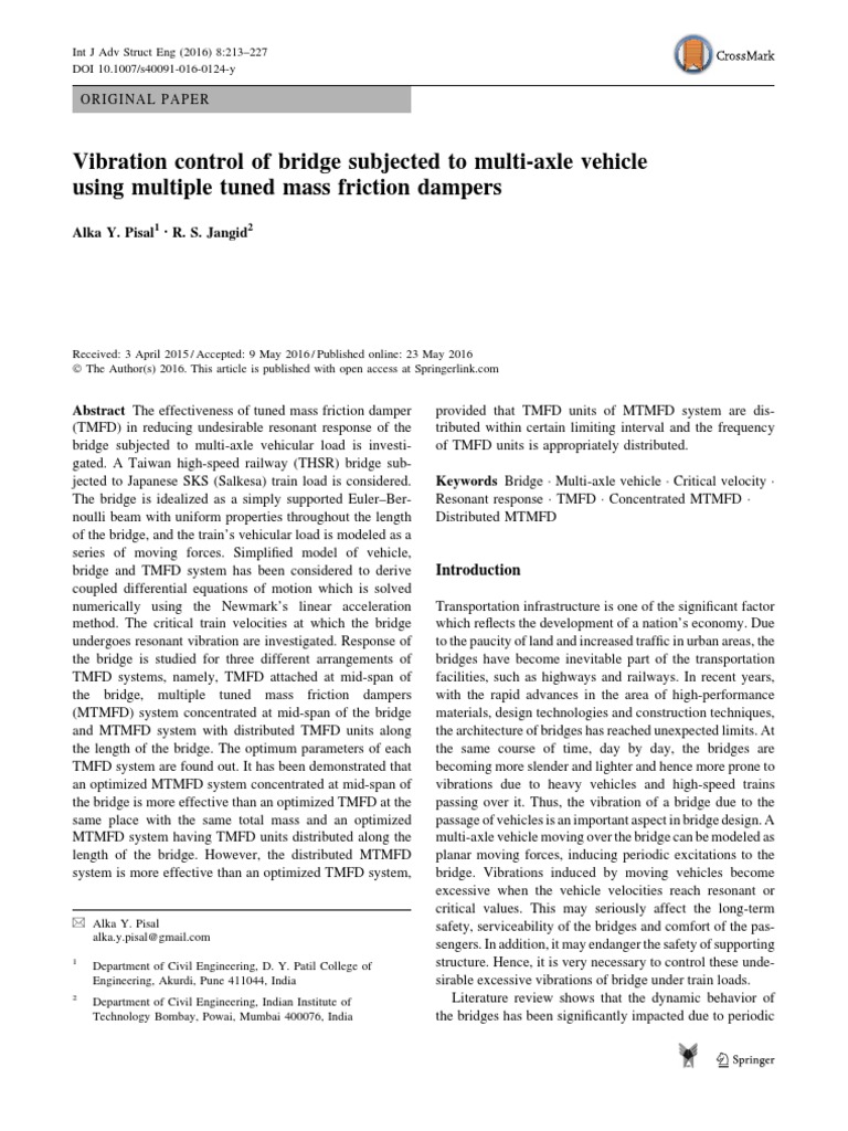 Vibration Control of Bridges with TMFD | PDF | Bridge | Resonance