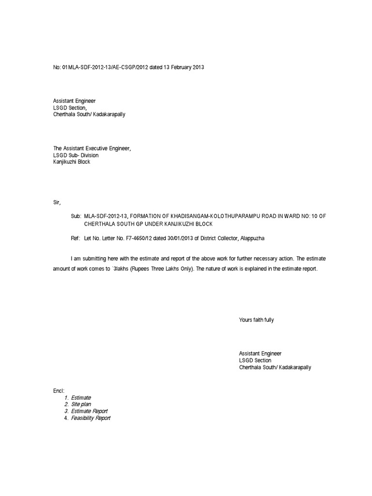 Covering Letter-Khadi Sangam - Kolothuparampu | PDF