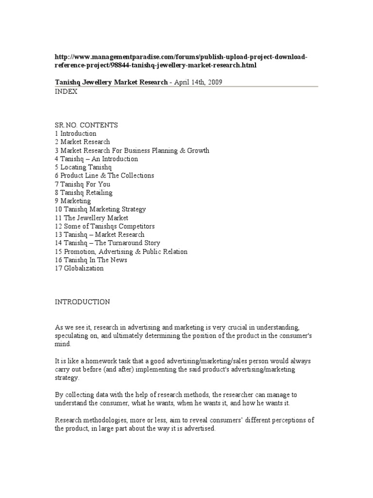 Tanishq Jewellery Market Research Marketing Research Retail