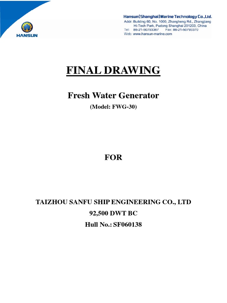 FWG-30 Fresh Water Generator Overview | PDF | Evaporation | Water