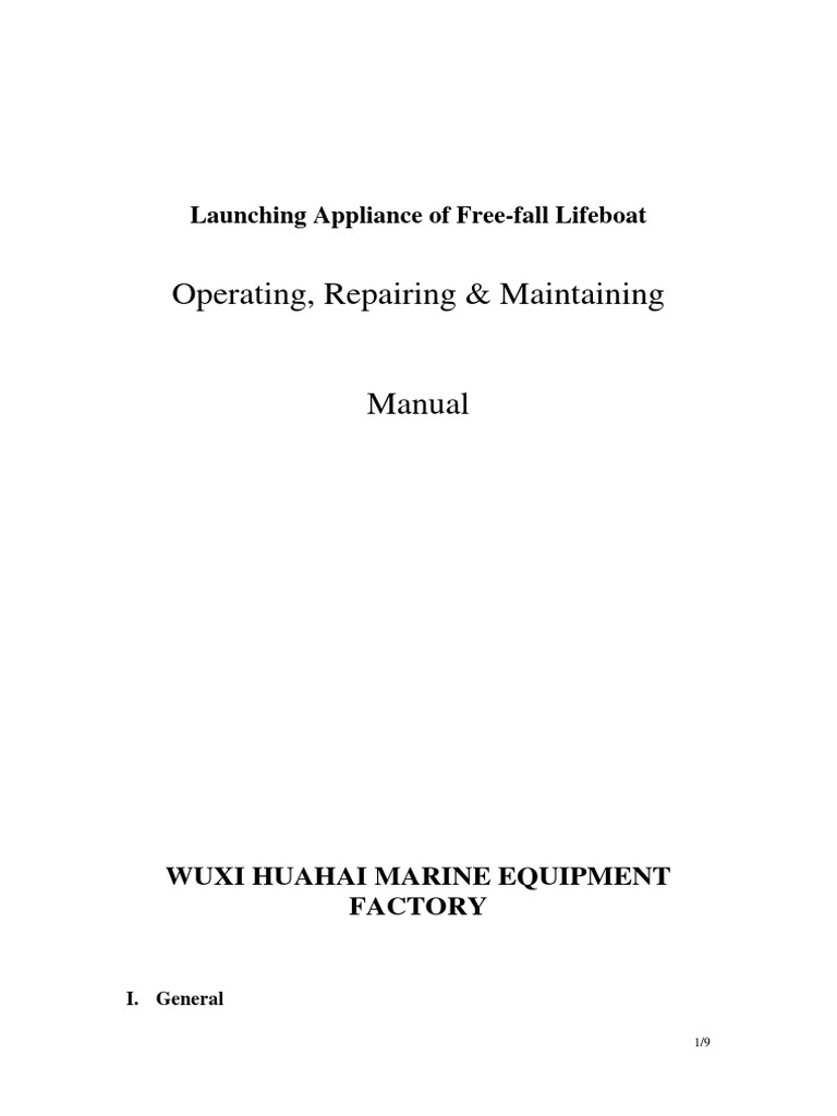 Free-Fall Lifeboat Launching Manual | PDF | Boats | Valve