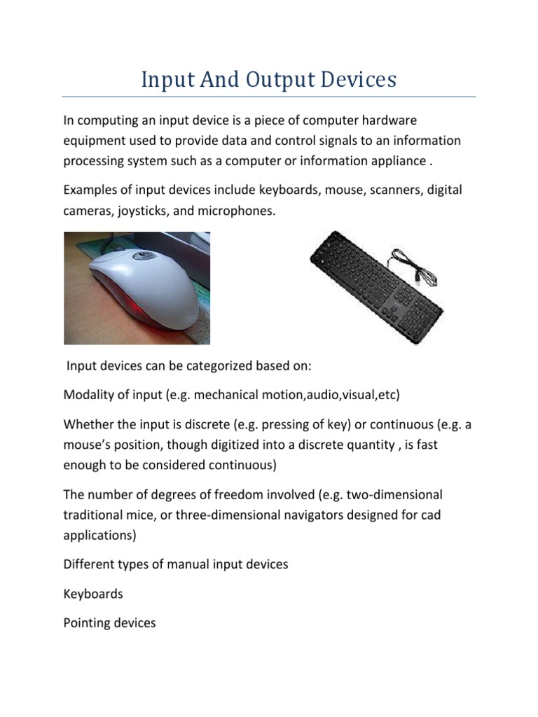Computer Hardware Input Devices Examples