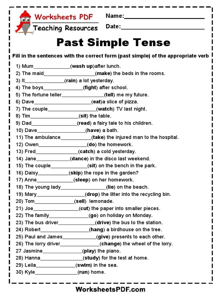 Past Simple Tense Worksheet | PDF