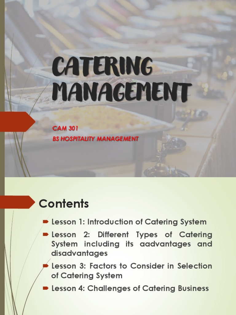 Catering Management Systems Overview | PDF | Menu | Restaurants