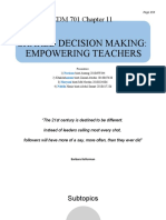 EDM 701 Chapter 11: Shared Decision Making: Empowering Teachers