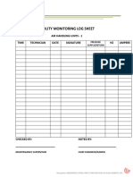 Facility Monitoring Log Sheet: Air Handling Units - 1 Time Technician Date Signature HZ Ampere