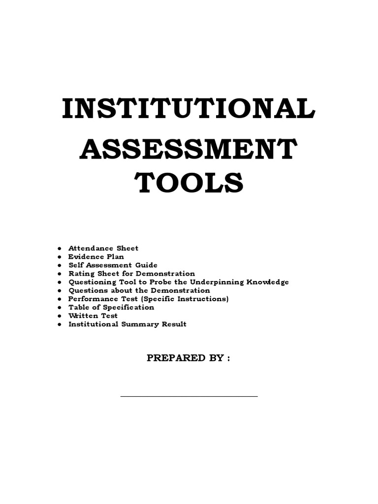 TESDA Institutional Assessment Tools | PDF | Competence (Human ...