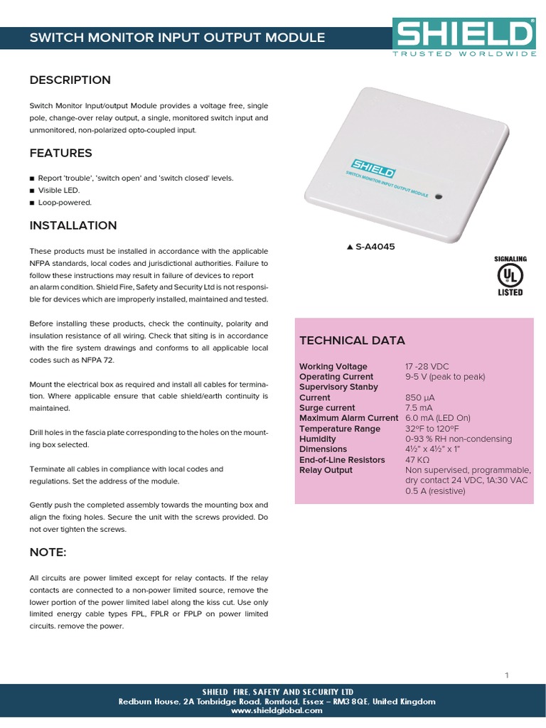 Output Module S-A4045 | PDF | Relay | Switch