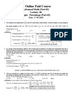 Online Paid Course: Advanced Math (Part-02) Lecture - 06 Topic: Percentage (Part-02)