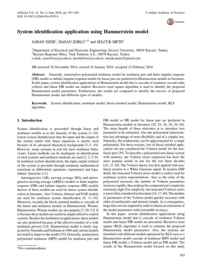 Hammerstein PDF System Algorithms