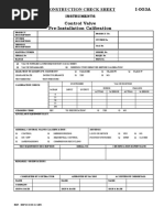 Construction Check Sheet Control Valve Pre-Installation Calibration I-003A