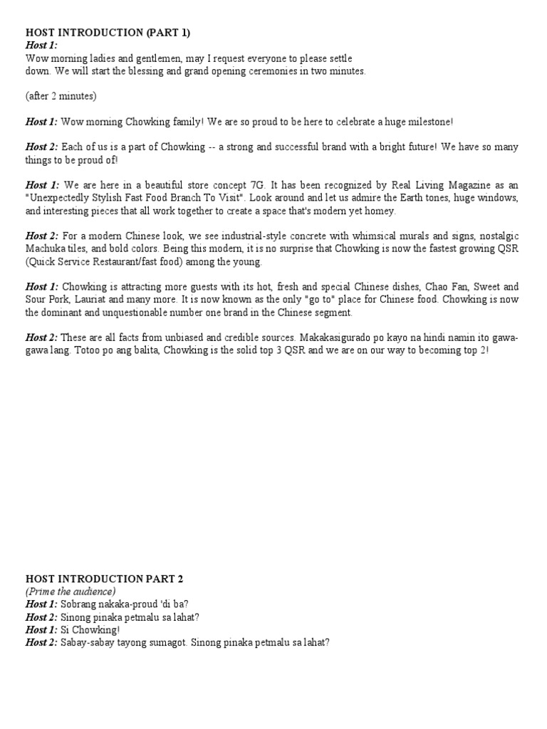 Host Introduction (Part 1) : (Prime The Audience) | Download Free PDF ...