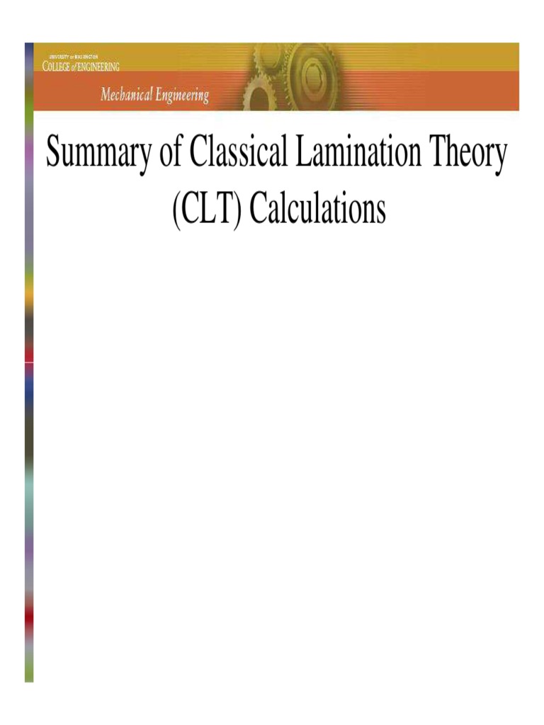 Summary of Classical Lamination Theory (CLT) Calculations PDF