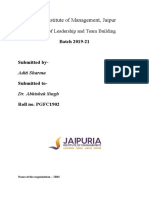 Jaipuria Institute of Management, Jaipur: Project of Leadership and Team Building