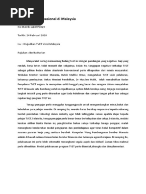 Wujudkan Tvet Versi Malaysia Pdf