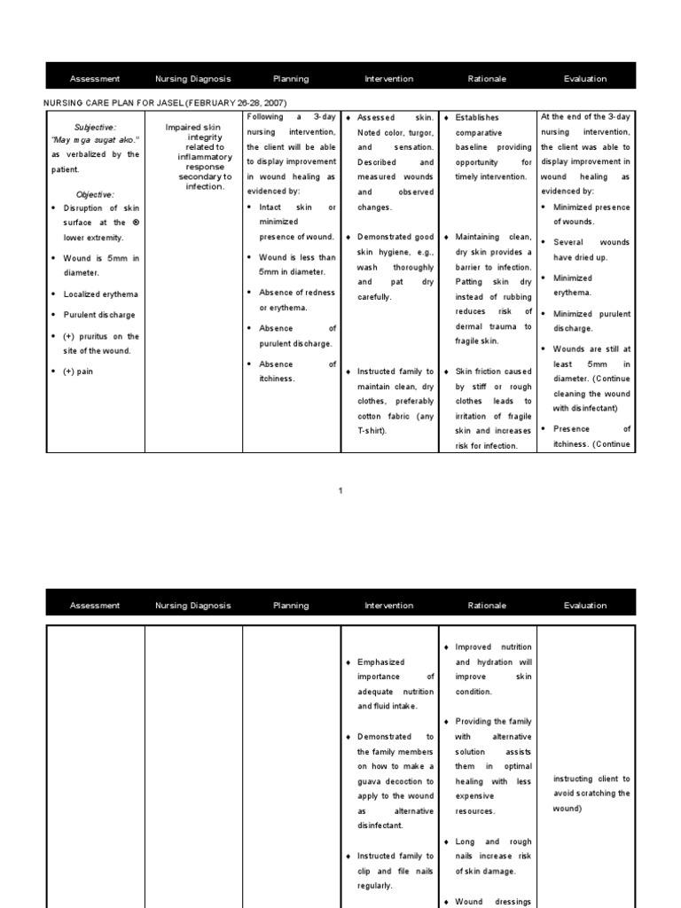 1926679NursingCarePlanImpairedSkinIntegrity Wound