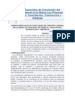 Formas Especiales de Conclusión Del Proceso Laboral en La Nueva Ley Procesal de Trabajo