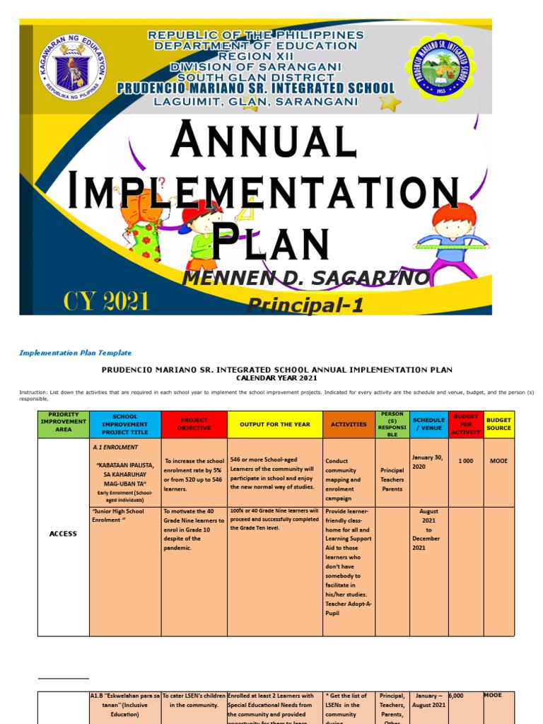 2021 School Improvement Implementation Plan | PDF | Teachers | Learning