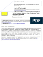 Reeve (2009) - Why Teachers Adopt A Controlling Motivating Style Toward Students and How They Can Become More Autonomy Supportive