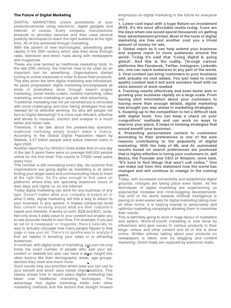 The Future of Digital Marketing PDF | PDF | Digital Marketing | Advertising