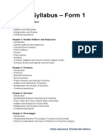 Maths Syllabus - Form 1: Chapter 1: Whole Numbers