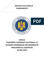 Ghidul Finantarii Campaniei Electorale Ptr. Alegerea Membrilor Din Romania in Parlamentul European 2019