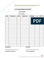 Facility Monitoring Log Sheet: Chiller Room CWP - Pump - 1 Time Technician Date Signature Pressure HZ