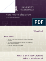 How Not To Plagiarize: In-Text Citations and Referencing